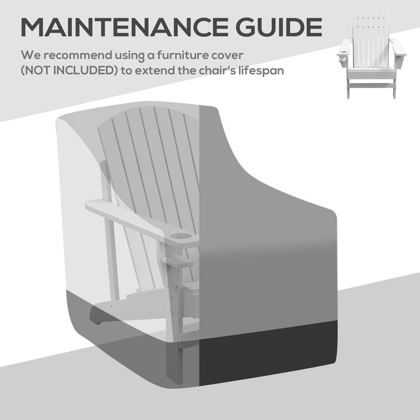 Outsunny Modern Adirondack Chair with Cupholder for Patio, Garden & Lawn, White - 7DAY'S