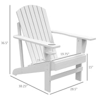 Outsunny Modern Adirondack Chair with Cupholder for Patio, Garden & Lawn, White - 7DAY'S