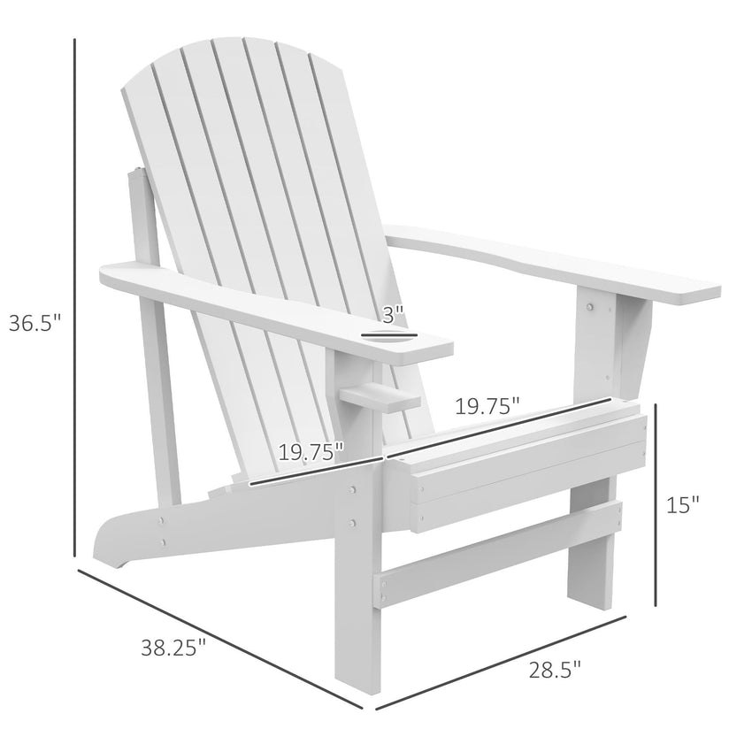 Outsunny Modern Adirondack Chair with Cupholder for Patio, Garden & Lawn, White - 7DAY'S