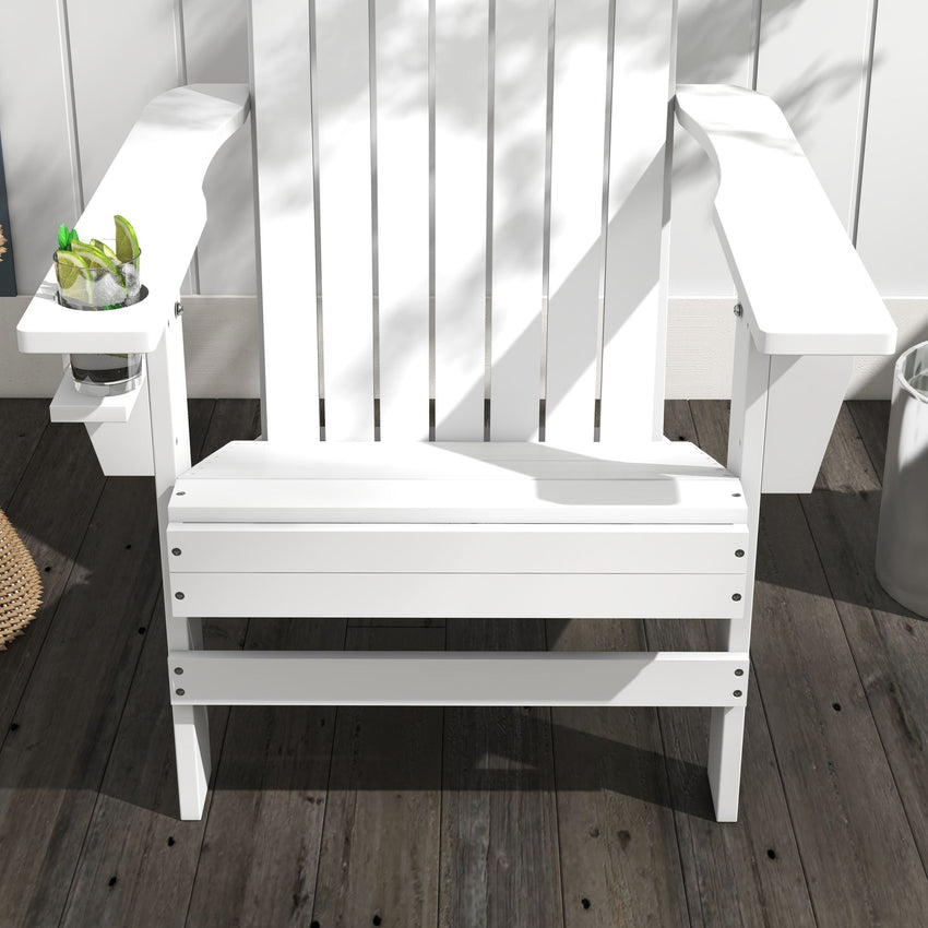 Outsunny Modern Adirondack Chair with Cupholder for Patio, Garden & Lawn, White - 7DAY'S