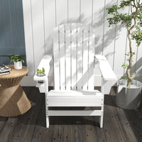 Outsunny Modern Adirondack Chair with Cupholder for Patio, Garden & Lawn, White - 7DAY'S
