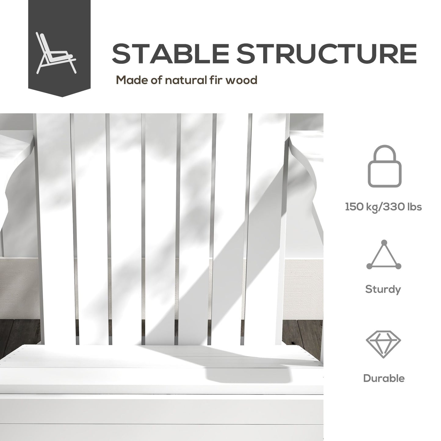 Outsunny Modern Adirondack Chair with Cupholder for Patio, Garden & Lawn, White - 7DAY'S