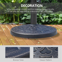 Outsunny Outdoor Umbrella Stand Base 17" 27 lbs, Round, Decorative Pattern, for Φ1.5", Φ1.89" Pole - Bronze - 7DAY'S
