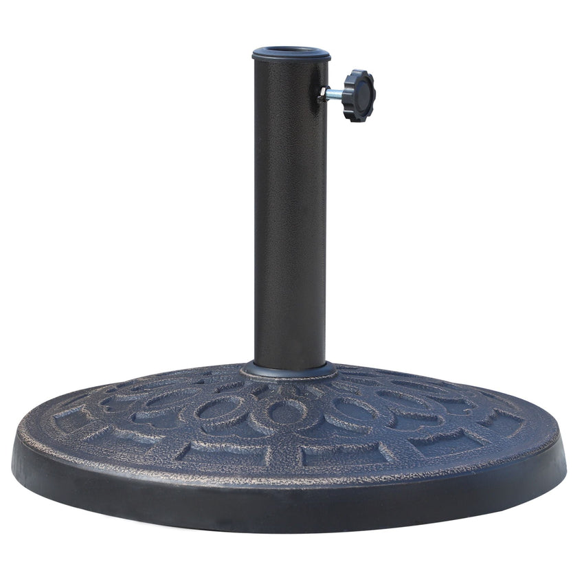 Outsunny Outdoor Umbrella Stand Base 17" 27 lbs, Round, Decorative Pattern, for Φ1.5", Φ1.89" Pole - Bronze - 7DAY'S