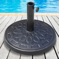 Outsunny Outdoor Umbrella Stand Base 17" 27 lbs, Round, Decorative Pattern, for Φ1.5", Φ1.89" Pole - Bronze - 7DAY'S
