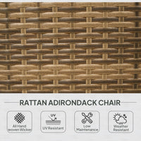 Outsunny Patio Adirondack Chair with Rattan Wicker, Soft Cushions, Tall Curved Backrest for Deck or Garden, Dark Blue - 7DAY'S