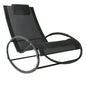 Outsunny Patio Rocking Chair, Outdoor Chaise Lounger with Headrest Pillow and Breathable Fabric for Backyard, Living Room, Deck and Poolside, Black - 7DAY'S