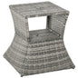 Outsunny Rattan Tea Bistro Side Table with Umbrella Hole, 2 - Tier Storage Shelf, Gray, for Patio & Backyard - 7DAY'S