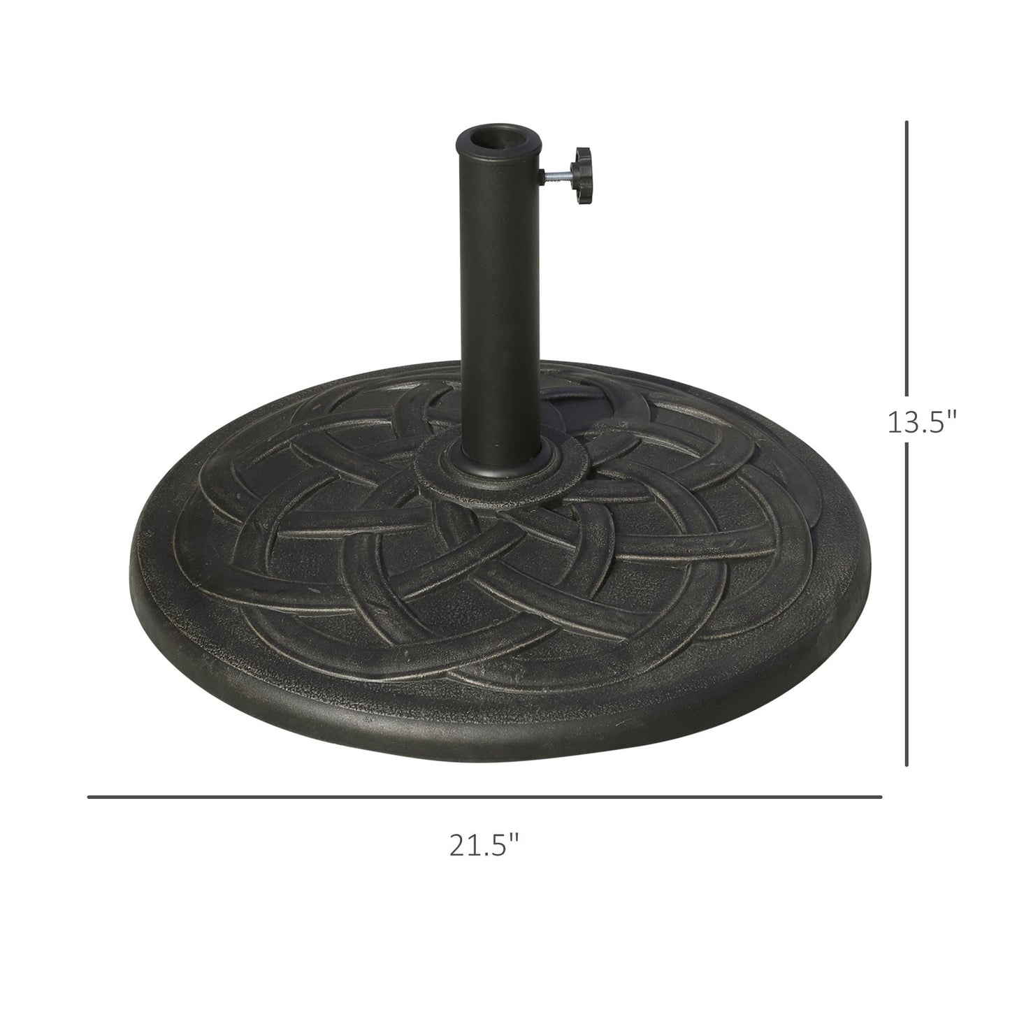 Outsunny Round Bronze Resin 22" 42 lbs Umbrella Base, Decorative Pattern, Fits Φ1.5", Φ1.89" Poles - Sturdy Parasol Stand for Garden - 7DAY'S
