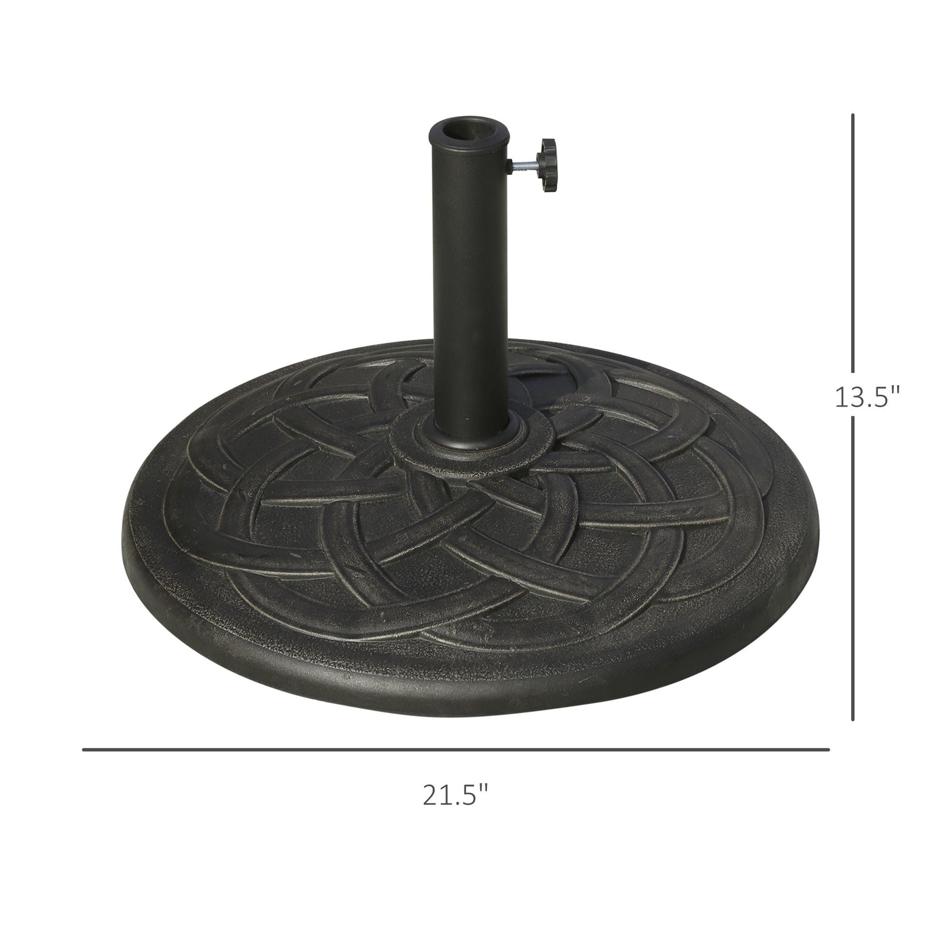 Outsunny Round Bronze Resin 22" 42 lbs Umbrella Base, Decorative Pattern, Fits Φ1.5", Φ1.89" Poles - Sturdy Parasol Stand for Garden - 7DAY'S