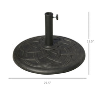 Outsunny Round Bronze Resin 22" 42 lbs Umbrella Base, Decorative Pattern, Fits Φ1.5", Φ1.89" Poles - Sturdy Parasol Stand for Garden - 7DAY'S