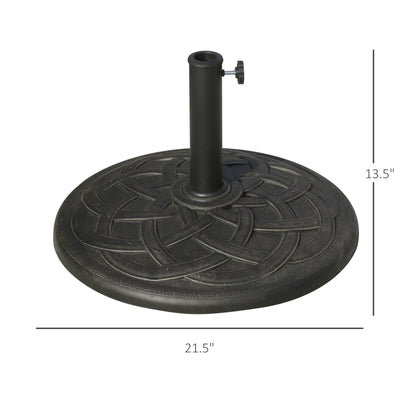 Outsunny Round Bronze Resin 22" 42 lbs Umbrella Base, Decorative Pattern, Fits Φ1.5", Φ1.89" Poles - Sturdy Parasol Stand for Garden - 7DAY'S