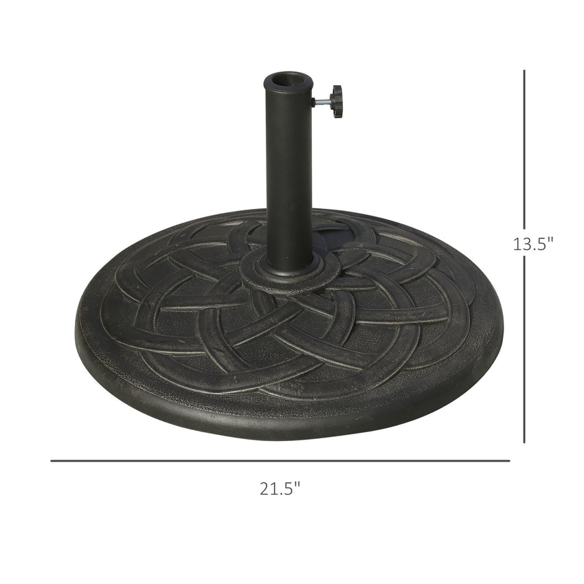 Outsunny Round Bronze Resin 22" 42 lbs Umbrella Base, Decorative Pattern, Fits Φ1.5", Φ1.89" Poles - Sturdy Parasol Stand for Garden - 7DAY'S