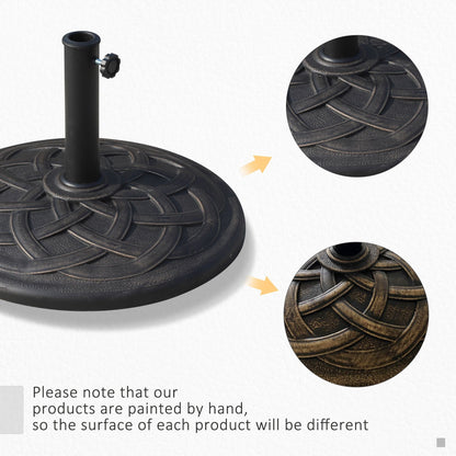 Outsunny Round Bronze Resin 22" 42 lbs Umbrella Base, Decorative Pattern, Fits Φ1.5", Φ1.89" Poles - Sturdy Parasol Stand for Garden - 7DAY'S