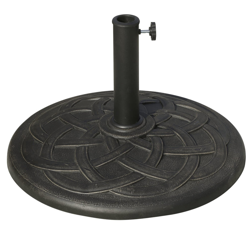 Outsunny Round Bronze Resin 22" 42 lbs Umbrella Base, Decorative Pattern, Fits Φ1.5", Φ1.89" Poles - Sturdy Parasol Stand for Garden - 7DAY'S