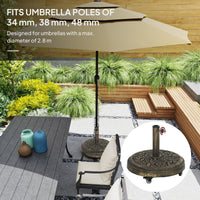 Outsunny Round Patio Umbrella Base, 46 lbs Resin Umbrella Base with Wheels, Outdoor Umbrella Stand for 1.3"/1.5"/1.9" Umbrella Poles for Outdoor, Lawn, Poolside, Bronze - 7DAY'S
