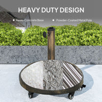 Outsunny Round Patio Umbrella Base, 46 lbs Resin Umbrella Base with Wheels, Outdoor Umbrella Stand for 1.3"/1.5"/1.9" Umbrella Poles for Outdoor, Lawn, Poolside, Bronze - 7DAY'S