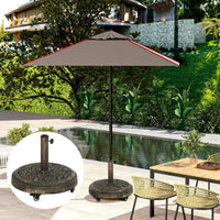 Outsunny Round Patio Umbrella Base, 46 lbs Resin Umbrella Base with Wheels, Outdoor Umbrella Stand for 1.3"/1.5"/1.9" Umbrella Poles for Outdoor, Lawn, Poolside, Bronze - 7DAY'S
