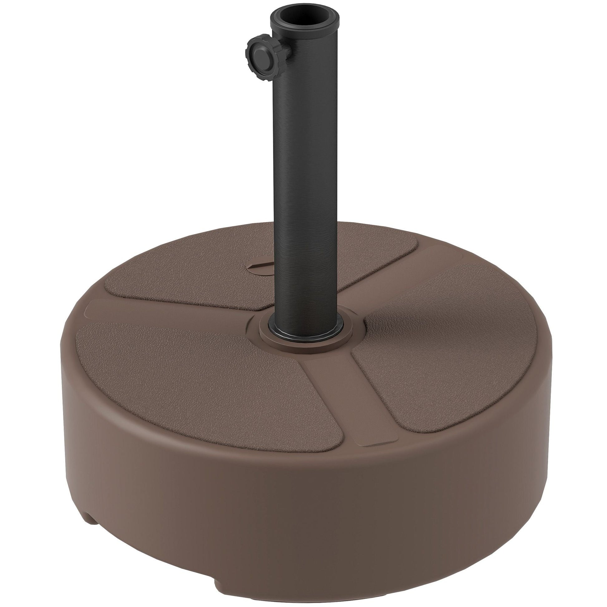 Outsunny Round Patio Umbrella Base Holder, Heavy Duty Outdoor Umbrella Stand Base, Filled Up to 44lbs with Stand or 40lbs with Water for Garden, Poolside, Brown - 7DAY'S