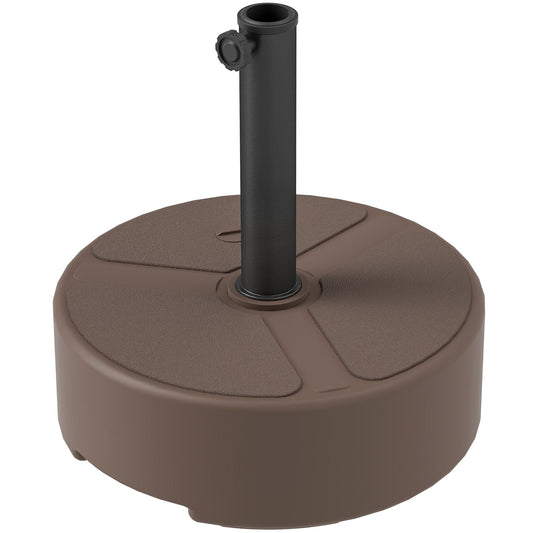 Outsunny Round Patio Umbrella Base Holder, Heavy Duty Outdoor Umbrella Stand Base, Filled Up to 44lbs with Stand or 40lbs with Water for Garden, Poolside, Brown - 7DAY'S