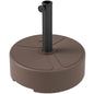 Outsunny Round Patio Umbrella Base Holder, Heavy Duty Outdoor Umbrella Stand Base, Filled Up to 44lbs with Stand or 40lbs with Water for Garden, Poolside, Brown - 7DAY'S