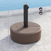 Outsunny Round Patio Umbrella Base Holder, Heavy Duty Outdoor Umbrella Stand Base, Filled Up to 44lbs with Stand or 40lbs with Water for Garden, Poolside, Brown - 7DAY'S