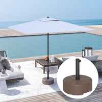 Outsunny Round Patio Umbrella Base Holder, Heavy Duty Outdoor Umbrella Stand Base, Filled Up to 44lbs with Stand or 40lbs with Water for Garden, Poolside, Brown - 7DAY'S