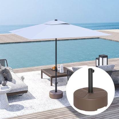 Outsunny Round Patio Umbrella Base Holder, Heavy Duty Outdoor Umbrella Stand Base, Filled Up to 44lbs with Stand or 40lbs with Water for Garden, Poolside, Brown - 7DAY'S