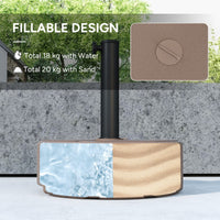 Outsunny Round Patio Umbrella Base Holder, Heavy Duty Outdoor Umbrella Stand Base, Filled Up to 44lbs with Stand or 40lbs with Water for Garden, Poolside, Brown - 7DAY'S