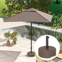 Outsunny Round Patio Umbrella Base Holder, Heavy Duty Outdoor Umbrella Stand Base, Filled Up to 44lbs with Stand or 40lbs with Water for Garden, Poolside, Brown - 7DAY'S