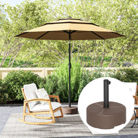 Outsunny Round Patio Umbrella Base Holder, Heavy Duty Outdoor Umbrella Stand Base, Filled Up to 44lbs with Stand or 40lbs with Water for Garden, Poolside, Brown - 7DAY'S