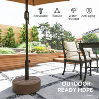 Outsunny Round Patio Umbrella Base Holder, Heavy Duty Outdoor Umbrella Stand Base, Filled Up to 44lbs with Stand or 40lbs with Water for Garden, Poolside, Brown - 7DAY'S