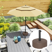 Outsunny Round Patio Umbrella Base Holder, Heavy Duty Outdoor Umbrella Stand Base, Filled Up to 44lbs with Stand or 40lbs with Water for Garden, Poolside, Brown - 7DAY'S