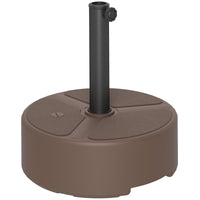 Outsunny Round Patio Umbrella Base Holder, Heavy Duty Outdoor Umbrella Stand Base, Filled Up to 44lbs with Stand or 40lbs with Water for Garden, Poolside, Brown - 7DAY'S