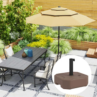 Outsunny Square Patio Umbrella Base Holder, Heavy Duty Outdoor Umbrella Stand Base, Filled Up to 55lbs with Stand or 44lbs with Water for Garden, Poolside, Brown - 7DAY'S