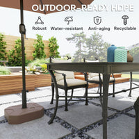 Outsunny Square Patio Umbrella Base Holder, Heavy Duty Outdoor Umbrella Stand Base, Filled Up to 55lbs with Stand or 44lbs with Water for Garden, Poolside, Brown - 7DAY'S