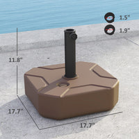 Outsunny Square Patio Umbrella Base Holder, Heavy Duty Outdoor Umbrella Stand Base, Filled Up to 55lbs with Stand or 44lbs with Water for Garden, Poolside, Brown - 7DAY'S