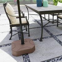 Outsunny Square Patio Umbrella Base Holder, Heavy Duty Outdoor Umbrella Stand Base, Filled Up to 55lbs with Stand or 44lbs with Water for Garden, Poolside, Brown - 7DAY'S