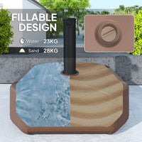 Outsunny Square Patio Umbrella Base Holder, Heavy Duty Outdoor Umbrella Stand Base, Filled Up to 55lbs with Stand or 44lbs with Water for Garden, Poolside, Brown - 7DAY'S