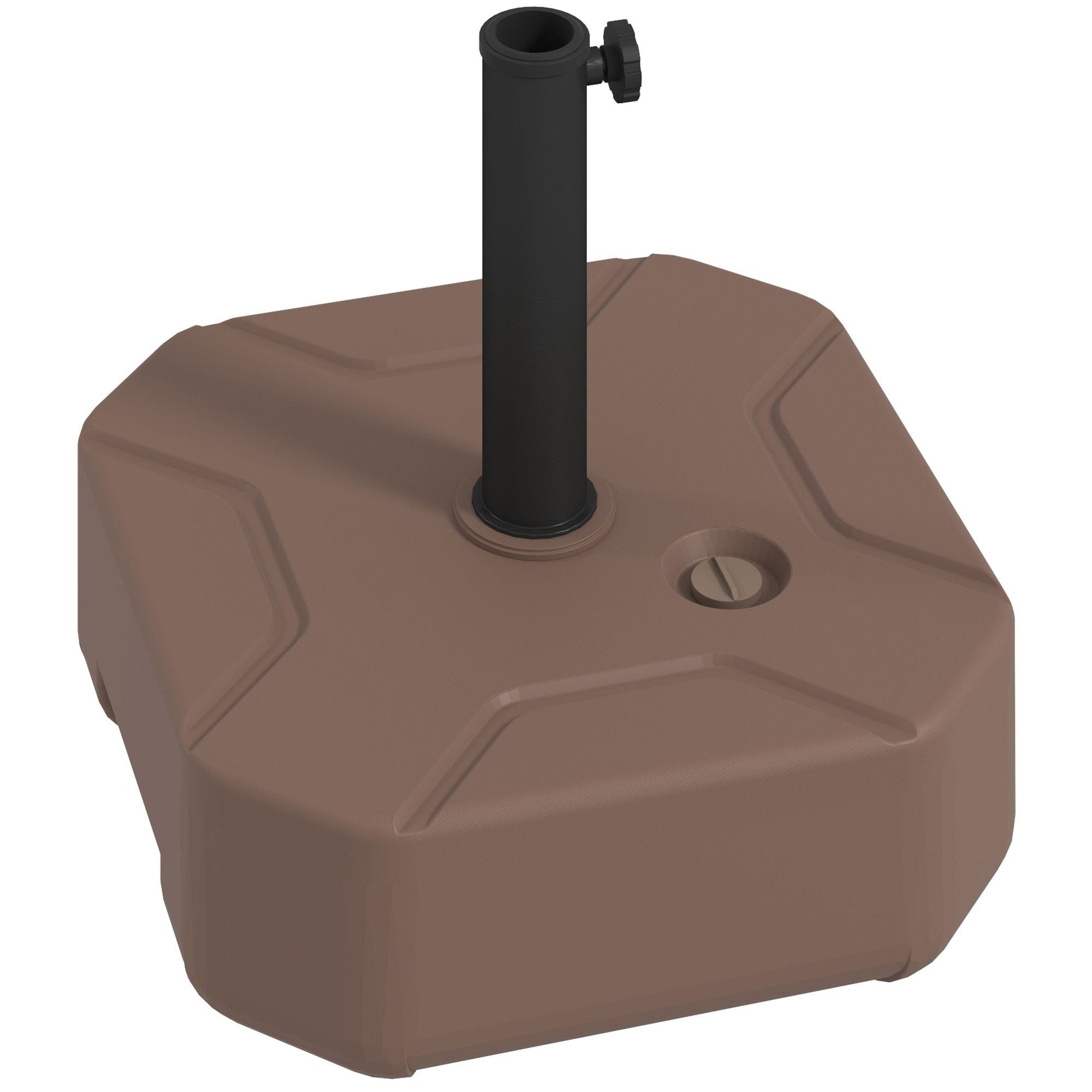 Outsunny Square Patio Umbrella Base Holder, Heavy Duty Outdoor Umbrella Stand Base, Filled Up to 55lbs with Stand or 44lbs with Water for Garden, Poolside, Brown - 7DAY'S