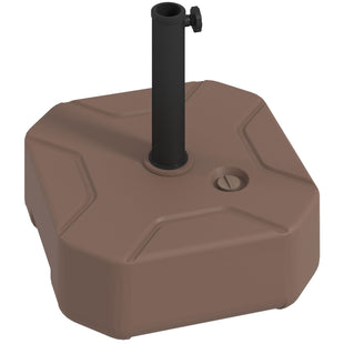 Outsunny Square Patio Umbrella Base Holder, Heavy Duty Outdoor Umbrella Stand Base, Filled Up to 55lbs with Stand or 44lbs with Water for Garden, Poolside, Brown