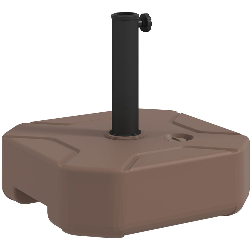 Outsunny Square Patio Umbrella Base Holder, Heavy Duty Outdoor Umbrella Stand Base, Filled Up to 55lbs with Stand or 44lbs with Water for Garden, Poolside, Brown - 7DAY'S