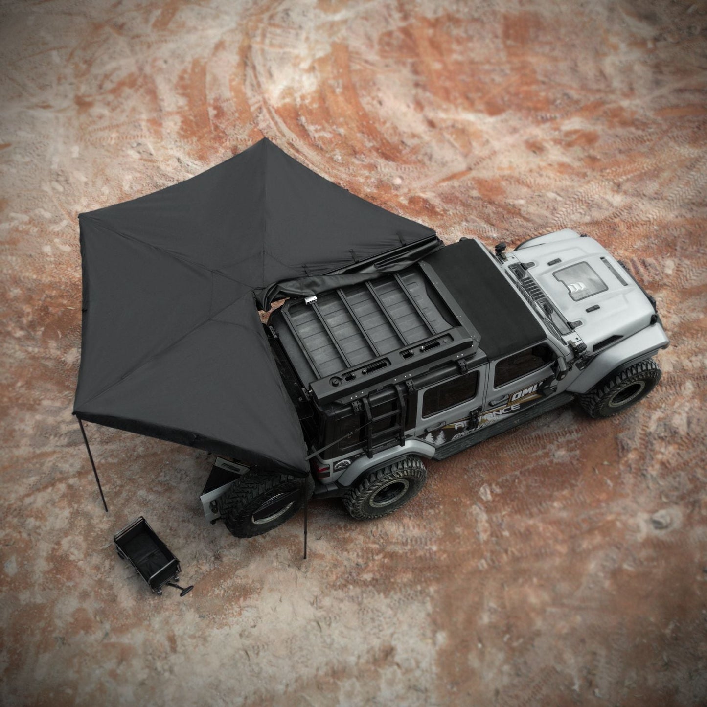 Overland 270 Degree Awning House Tent for Driver Side, Only Top Awning Not Include Side wall Effortless Installation, All - Weather Protection, Hidden Support Pole - 7DAY'S