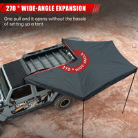 Overland 270 Degree Awning House Tent for Driver Side, Only Top Awning Not Include Side wall Effortless Installation, All - Weather Protection, Hidden Support Pole - 7DAY'S