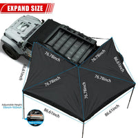 Overland 270 Degree Awning House Tent for Driver Side, Only Top Awning Not Include Side wall Effortless Installation, All - Weather Protection, Hidden Support Pole - 7DAY'S