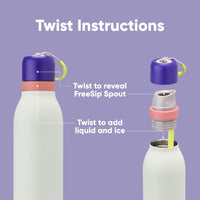 Owala FreeSip Twist Insulated Stainless Steel Water Bottle with Straw for Sports and Travel, BPA - Free, 24 - oz, Purple/Purple (California Grapevine) - 7DAY'S
