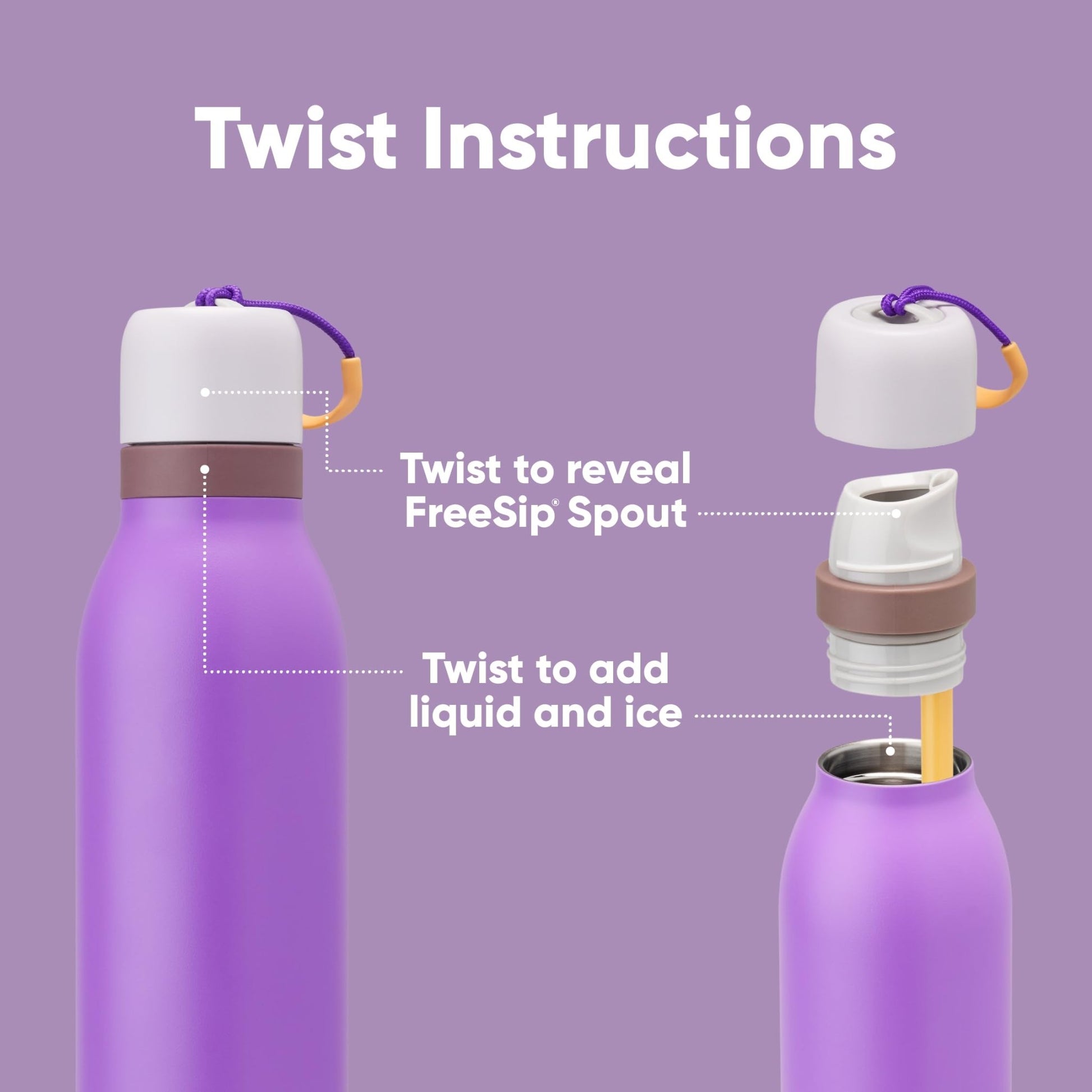 Owala FreeSip Twist Insulated Stainless Steel Water Bottle with Straw for Sports and Travel, BPA - Free, 24 - oz, Purple/Purple (California Grapevine) - 7DAY'S