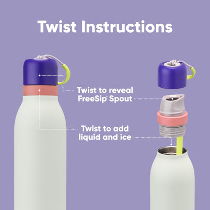 Owala FreeSip Twist Insulated Stainless Steel Water Bottle with Straw for Sports and Travel, BPA - Free, 24 - oz, Purple/Purple (California Grapevine) - 7DAY'S