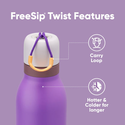 Owala FreeSip Twist Insulated Stainless Steel Water Bottle with Straw for Sports and Travel, BPA - Free, 24 - oz, Purple/Purple (California Grapevine) - 7DAY'S