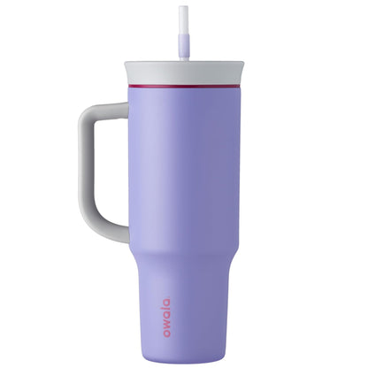 Owala Stainless Steel Triple Layer Insulated Travel Tumbler with Spill Resistant Lid, Straw, and Carry Handle, BPA Free, 40 oz, Dark Blue (Saltwater Starfish) - 7DAY'S